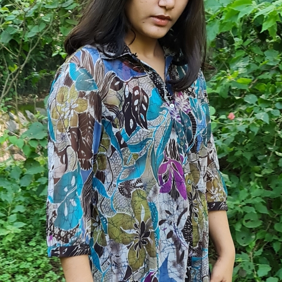 Printed tulle shirt. - Picture 3 of 4